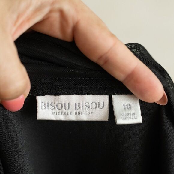 Bisou Bisou Black Cocktail Dress With Sheer Top size 10 - Picture 9 of 11